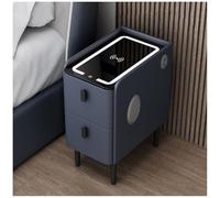 Smart Bedside Table with Wireless Charging and LED Lighting, Modern Nightstand Drawers for Home Tech Convenience