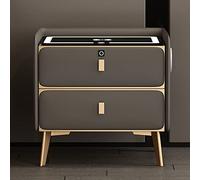Smart Bedside Table with Wireless Charging, Bluetooth Audio, Fingerprint Unlock, USB Ports & LED Light - Modern Nightstand for Living Room & Bedroom