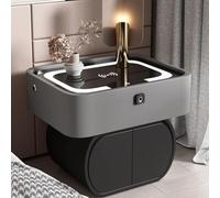 Smart bedside table with wireless charging, fingerprint lock, touch light, and fast charging ports for the bedroom and living room.