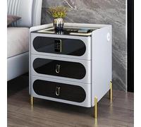 Smart Bedside Table with Wireless Charging & Smart Lock Multifunctional LED Nightstand with 3 Drawers for Bedroom/Living Room 50x60x40cm Modern Design & Convenience