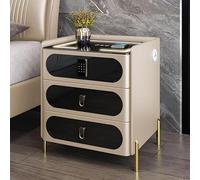 Smart Bedside Table with Wireless Charging & Smart Lock Multifunctional LED Nightstand with 3 Drawers for Bedroom & Living Room Modern Design 45x60x40cm