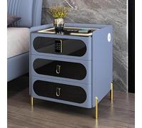 Smart Bedside Table with Wireless Charging & Smart Lock Multifunctional LED Nightstand with 3 Drawers for Bedroom & Living Room 45x60x40cm Modern Design