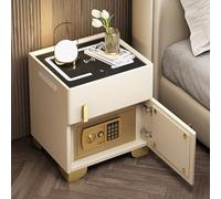 Smart Bedside Table with Wireless Charging, USB Station, Adjustable LED Lights, High Gloss Nightstand Organizer for Bedroom and Living Room Use