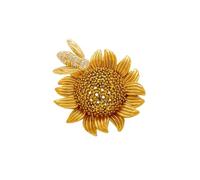 Smart Bee Sunflower Brooch Women's Trendy Pin Elegant Metal Corsage Clothes Accessories