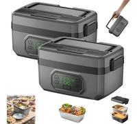 Smart Bento Pro 2.0, Rechargeable Electric Heated Lunch Box, Cordless Electric Lunch Box 1.2L/1.6L Portable, Wireless Meal Boxes Food Heater for Car, Travel, Work, Office, Truck Meals (2PCS,1.6L)