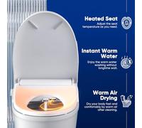 Smart Bidet Toilet Seat, Heated Toilet Seat with Dryer, Self-Clean Stainless Steel Nozzle, Soft Close Lid, Warm Water, Feminine & Child Wash, Adjustable Water Pressure, Electric Bidet, LED Nightlight