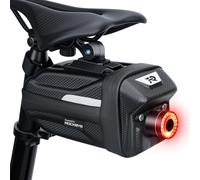 Smart Bike Tail Light with Seat Bag, Auto On/Off, USB Rechargeable Bicycle Rear Light for Road Urban Cyclists Cycling Safety, Brake Sensing Taillight, Featuring Bike Saddle Bag with Reflective Strip