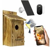 Smart Bird Box with 5MP WiFi Camera - Solar-Powered Nest Box Camera with Night Vision, Motion Detection & App Live View - Wireless Birdhouse Camera for Garden Wildlife Watching