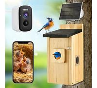 Smart Bird Box with 5MP WiFi Camera, Wireless 4K HD Birdhouse, Solar Powered Nest Box for Outdoor Garden with Night Vision, 2.4G WiFi & App Controlled, Video/Photo Recording & Motion Detection