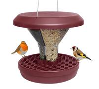 Smart Bird Feeder Davos - Hanging No Mess Station - Rat and Mouse Proof - Seed Tray Catcher - Robin Blackbird Wild Birdfeeders - Robust and Reliable - Dual food chambers - Burgundy