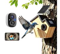 Smart Bird House with Camera,2K HD Bird Nest Box Wireless Camera Solar Powered,Watch Birds Nesting & Hatching in Real Time,2.4G WiFi & App Notification,Video/Photo Recording,Motion Detection