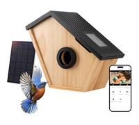 Smart Bird House with Camera Solar Powered,2K HD Wireless Bird Nest Box for Outdoors,Watch Nesting and Hatching,Night Vision,2.4G WiFi & App Notification,Bird Houses for Garden