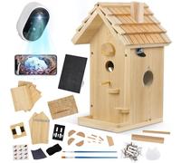 Smart Birdhouse Kit with AI Identify Camera, DIY Bird Houses for Outside with Solar Powered, Birdhouse with HD Auto Capture Bird Video, 2.4G WiFi App to Observe Bird Activities