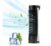 Smart Bladeless Tower Fan With LED Lights,Portable Mini Tower Fan,USB Powered 2 Speeds Oscillating Fan,Practical Personal Quiet Desk Fan for Office Home Table Bedroom,Cooling Household Fan (Black)