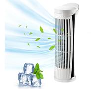 Smart Bladeless Tower Fan With LED Lights,Portable Mini Tower Fan,USB Powered 2 Speeds Oscillating Fan,Practical Personal Quiet Desk Fan for Office Home Table Bedroom,Cooling Household Fan (White)