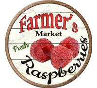 Smart Blonde Farmers Market Raspberries Novelty Metal Circular Sign C-768