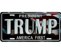 Smart Blonde President Trump America First Metal License Plate