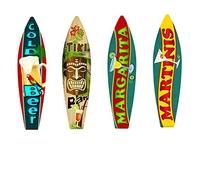 Smart Blonde Signs - Bundle: Surfboard Decorative Signage, Metal, 17' x 4.3', Cold Beer, Tiki Bar, Margarita, Martinis