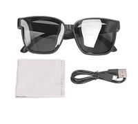 Smart Bluetooth Audio Sunglasses Wireless Open Ear Music Hands Free Calling Polarized TAC Lenses for Men Women Black A3 Square Frame