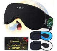 Smart Bluetooth Bamboo Cotton Sleep Mask Headphones, 3D Weighted Compress Cooling Gel Eye Mask 100% Blackout Sleep Mask Zero Eye Pressure|Warm&Cooling mask Hot Cold Therapy Sleep Headphones