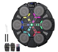 Smart Bluetooth Music Boxing Machine - Wall-Mounted Punching Trainer with RGB Lights, 9 Rhythm Modes & Auto Counting, Boxing Equipment for Adults Home Workout, Music Punch Machine Set (A - Black)