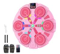 Smart Bluetooth Music Boxing Machine - Wall-Mounted Punching Trainer with RGB Lights, 9 Rhythm Modes & Auto Counting, Boxing Equipment for Adults Home Workout, Music Punch Machine Set (A - Pink)