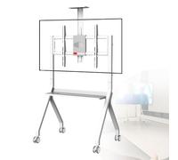 Smart Board Stand,Ergonomic Mobile TV Cart with 360° Lock Wheel,42-75/55-100 inch,Adjustable Mobile Tv Rack(White 75inch)