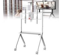 Smart Board Stand for Interactive Whiteboard Vertical Rolling Tv Four Lockable Wheels The Modern Office or Classroom,White-FD580