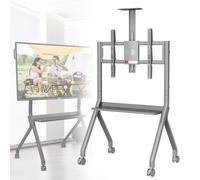 Smart Board Stand with Lockable Wheels Portable Smart Board Interactive Whiteboard Rise and Fall Interactive Whiteboard(Grey FD580)