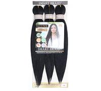 Smart Braid 3 Packs Pre Stretched Braiding Hair -16 Inch Kanekalon Hair Extensions for Braids, Crochet Braiding Hair, Yaki Texture, Easy Attachment for Braids, Hair Extensions #1B Natural Black