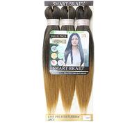 Smart Braid 3 Packs Pre Stretched Braiding Hair -16 Inch Kanekalon Hair Extensions for Braids, Crochet Braiding Hair, Yaki Texture, Easy Attachment for Braids, Hair Extensions #T1B/27