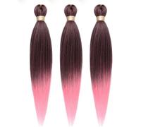 Smart Braid Ombre (pack of 3) Pre Stretched Easy Braiding Crochet, Itch Free, Anti Bacterial, Yaki Straight Hair Extension. 270g, 28" inch long. UK SUPPLIER (T1B/PINK)