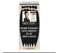 Smart Braid Professional Pre-Stretched Easy Braid, 28 Inch Mega Pack, 6 Bundles, Black Synthetic Hair Extensions