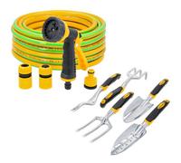 Smart Bundle Tough Master Garden Hose Pipes 30M With Spray Gun, 3-Layer Reinforced Hosepipe & 5Pc Garden Hand Tools