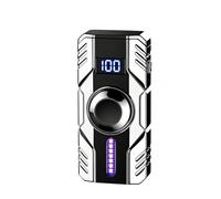 Smart butane lighter with five ignition methods (voice/shake/blowing/touch/button), windproof, adjustable flame size, and zinc alloy refillable.(A)