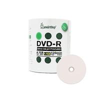 Smart Buy 100 Pack DVD-R 4.7gb 16x White Printable Inkjet Blank Media Record Disc, 100 Disc 100pk