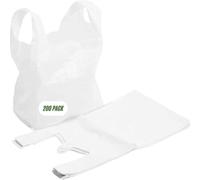 SMART BUYS 100% Degradable Vest Carrier Bags with Handles - Eco-Friendly, Reusable Plastic Shopping Bags for Groceries, Retail, and Home Storage - 11 x 17 x 21 (200, White)