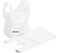 SMART BUYS 100% Degradable Vest Carrier Bags with Handles - Eco-Friendly, Reusable Plastic Shopping Bags for Groceries, Retail, and Home Storage - 11 x 17 x 21 (1000, White)