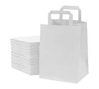 SMART BUYS White Kraft Paper Gift Bags with Flat Handles | Eco-Friendly, Reusable Bags for Gifts, Parties, Shopping, Packaging, and Weddings (100, Large (10x5.5x12.5"))