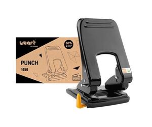 smart by Leviatan by Leviatan 1050 Less Effort Hole Punch | 60% Reduced Effort | High-Quality Ergonomic Housing | Stop Rail with Format Specifications | Paper Punch | Office Punch | 50 Sheets,Black
