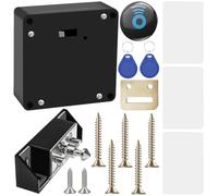 Smart Cabinet Lock, RFID Lock, NFC Lock, Electronic Drawer Lock with 2 Key Rings & 3 RFID Cards, Invisible & Hole-Free Lock for Double Door Cabinet, Wooden Cabinet