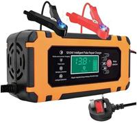 Smart Car Battery Fast Charger 12V 6A Automatic Pulse Repair Trickle Maintainer, AI Chip, Touch Buttons, for AGM, GEL & Lead-Acid Batteries 4-150 Ah (UK Plug)