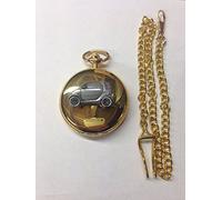 Smart Car ref240 pewter effect emblem polished gold case mens GIFT quartz pocket watch fob made in sheffield