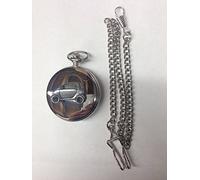 Smart Car ref240 pewter effect emblem polished silver case mens GIFT quartz pocket watch fob made in sheffield