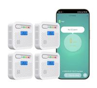 Smart Carbon Monoxide Detector, WiFi LED Digital Display Carbon Monoxide Alarms for Home, APP Remote Monitor CO Alarm Detector with 10 years Battery, 85 dB Alarm, Compatible with Alexa. 4PCS