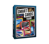 SMART CARDS Trains, Gift, Stocking Filler, Travel Card Game, 7 games in 1, Pairs, Snap, Trumps, Rummy, Memory Quiz, Trivia, Age 5+, 1-8 Players
