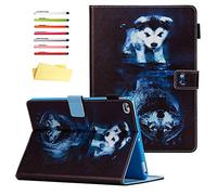 Smart Case for Apple iPad 9.7 inch 2018 2017 (iPad 6th/5th Generation) and iPad Air1/Air 2, UUcovers Folio Stand Magnetic PU Leather Wallet Cover with Card Pencil Holder [Auto Sleep/Wake], Wolf & Dog