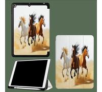 Smart Case for iPad 6th/5th Generation/iPad 9.7 Inch 2018 2017(Model: A1893 A1954 A1822 A1823), Ultra Slim Lightweight Stand Case,Auto Wake Up/Sleep Running Horse Desert Animals-Yellow