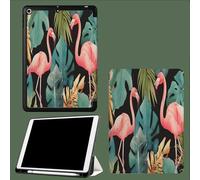 Smart Case for iPad 6th/5th Generation/iPad 9.7 Inch 2018 2017(Model: A1893 A1954 A1822 A1823), Ultra Slim Lightweight Stand Case,Auto Wake Up/Sleep Pink Flamingo Tropical Monstera Leaves-Black