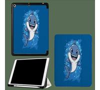 Smart Case for iPad 9.7 5th/6th Gen 2018 2017(Model: A1893 A1954 A1822 A1823) - Ultra Slim Lightweight Stand Cover with Magnetic Wake/Sleep Smiling Cartoon Shark Simple Animal-Blue